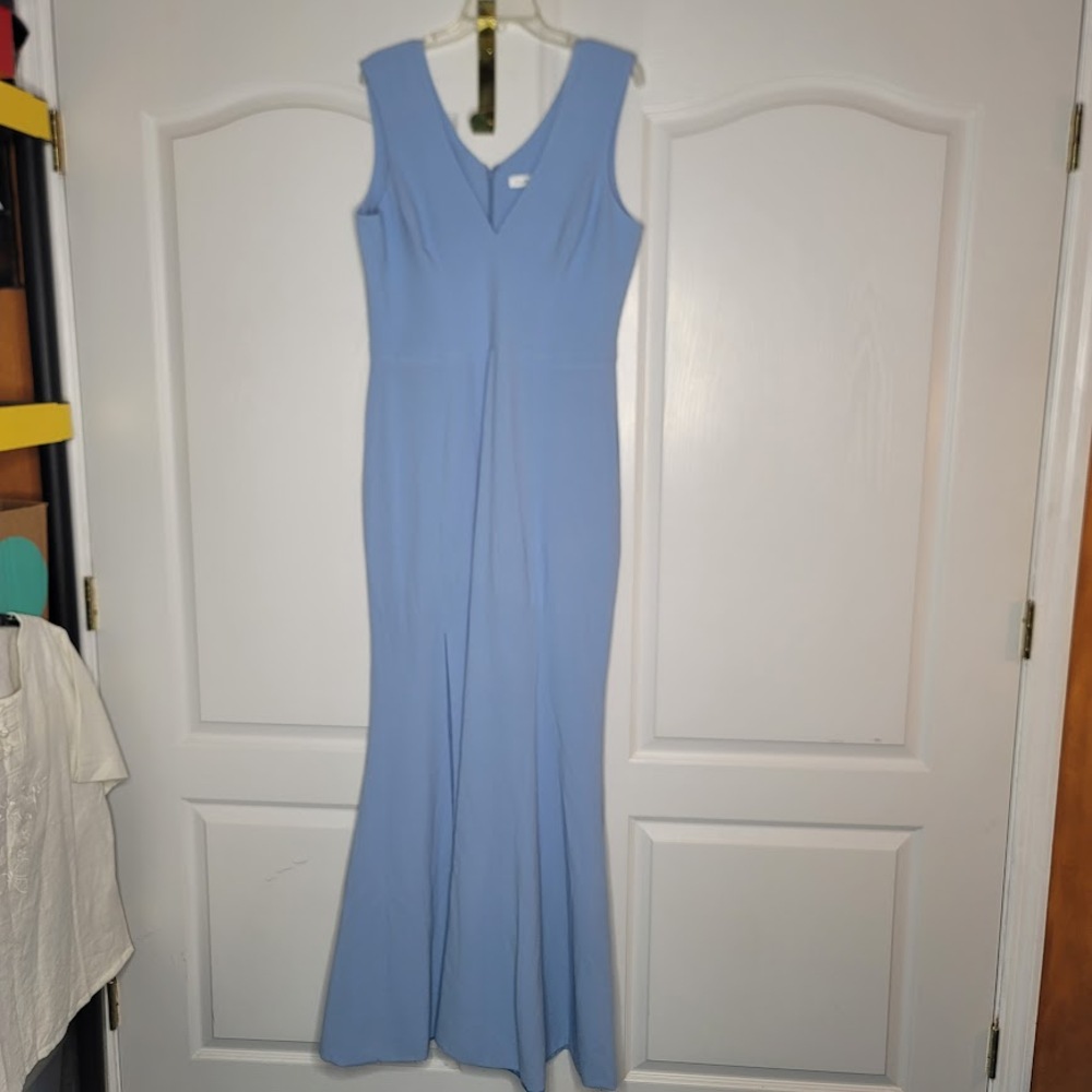 Dress the Population Size XXL Blue Maxi Long Dress formal Sleeveless Slit - Picture 2 of 7